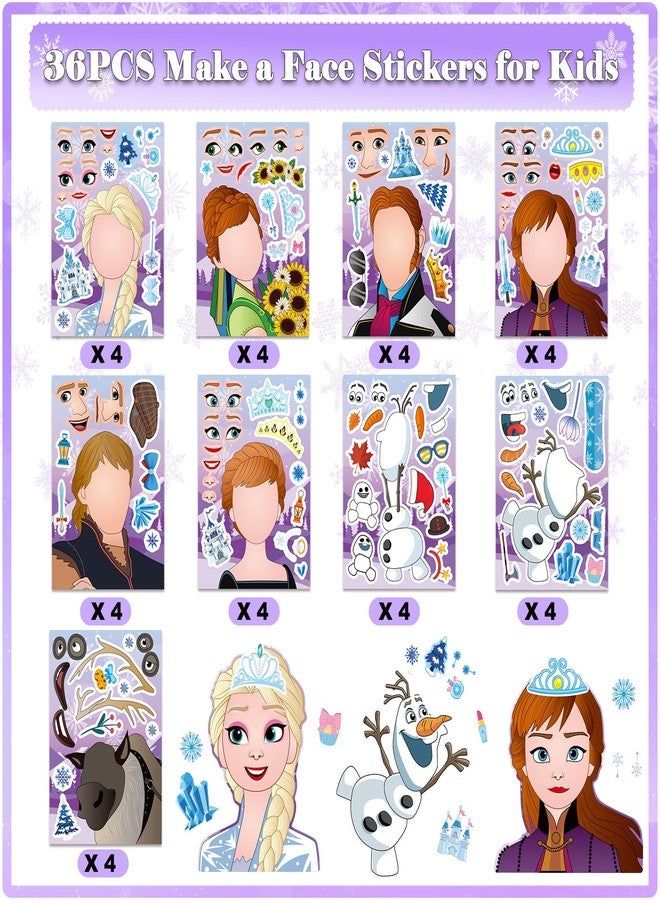 Purtarly 36PCS Make a Face Stickers for Kids, Birthday Party Favors Stickers, Make Your Own Mix and Match Sticker, Fun Arts and Crafts Kit for Kids, Easter Valentines Day Gifts for Girls, Reward, Bday Decor - Image 2